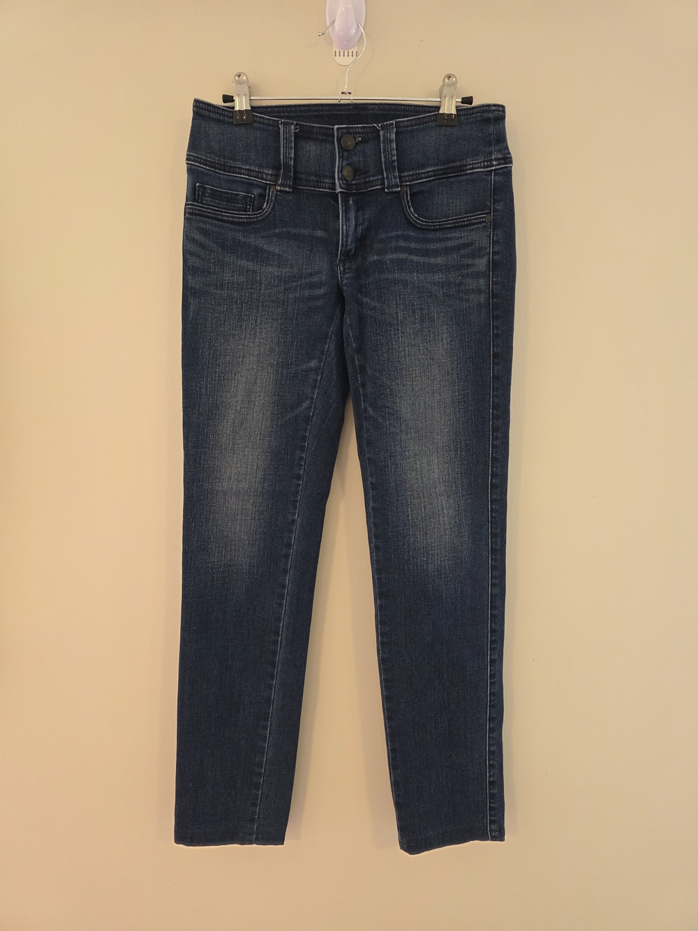 Brappers Dark Wash Skinny Jeans with Dual Button Waist